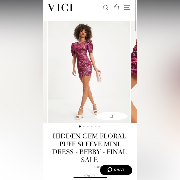 NWT Vici Hidden Gem Floral Puff Sleeve Keyhole Crewneck Minidress in Berry Large - Picture 8 of 16